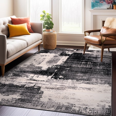 World Rug Gallery Modern Abstract Design Non Shedding Soft Area Rug 5' x 7' Black 402BLACK5x7